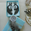 Tribal Horn Carved Earring Angel Wing Design Abalone Shell ERUQ32