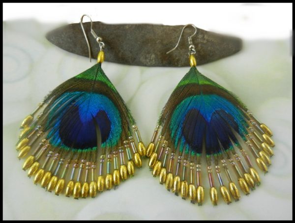 Hand-Painted Droplet Ceramic Dangle Earrings from India - Feather Droplet |  NOVICA