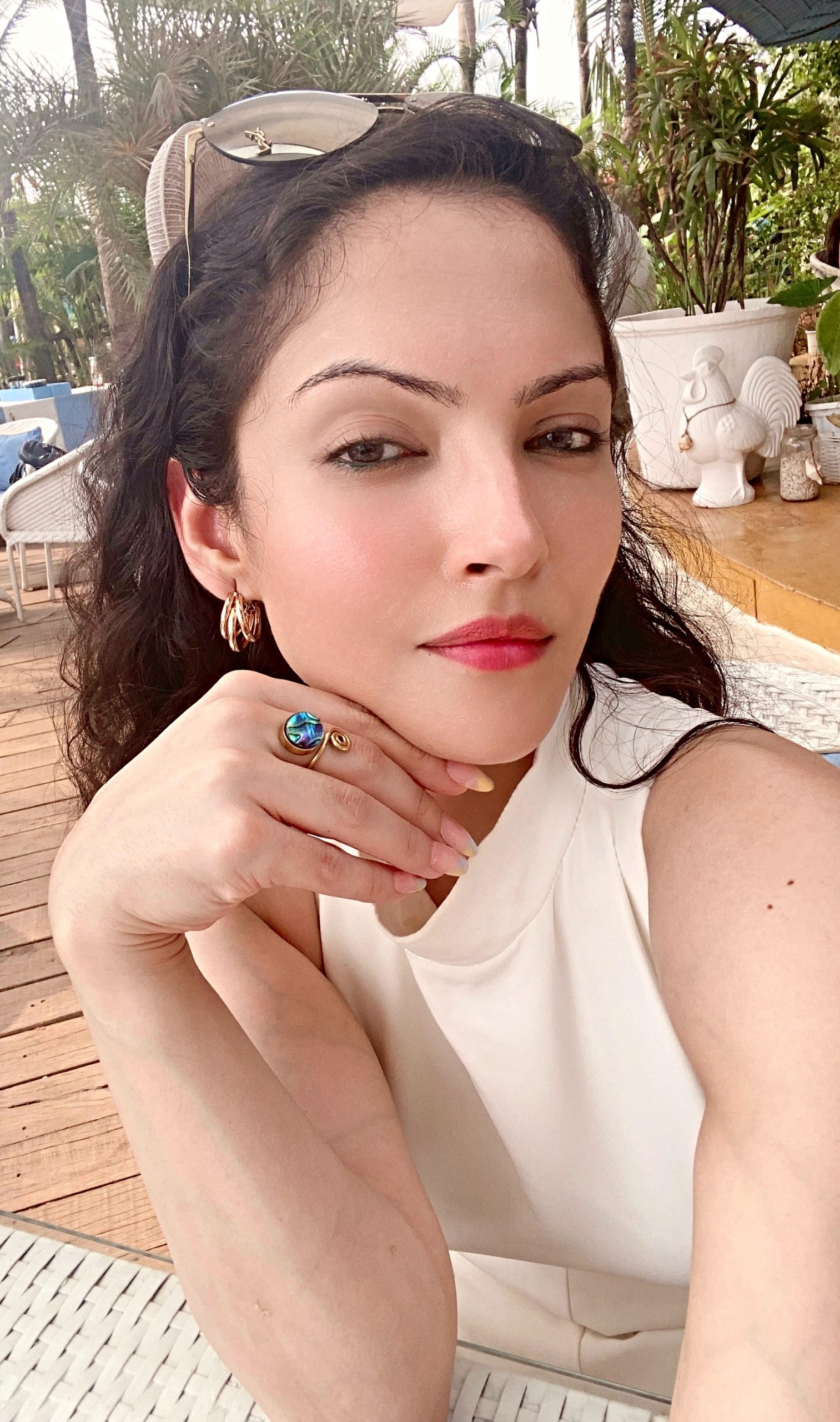 Tribal Abalone Brass Ring Handmade Organic Design - Image 2