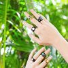 Abalone Coconut Shell Ring Handmade Natural Jewelry RCSH06