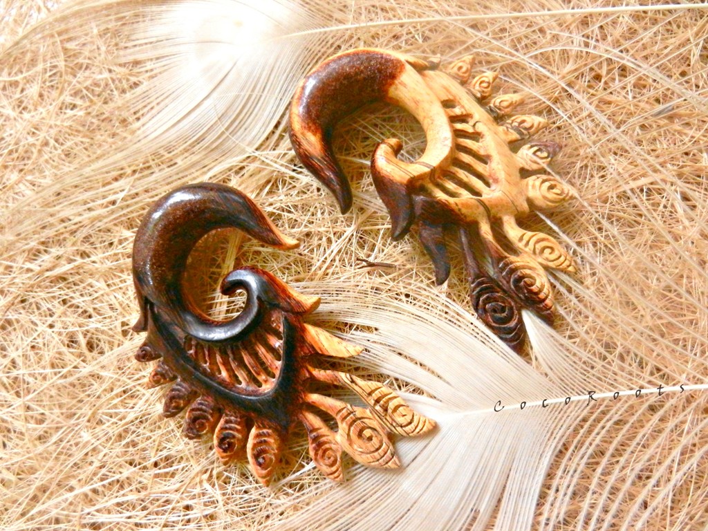 Wooden Exotic Ear Gauge Handmade Organic Natural Kali Design Expander - Image 11