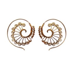 Spiral Tribal Brass Earring Gold Handmade Unique Hoop Design ERHZ09