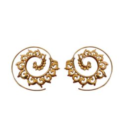 Tribal Brass Earrings Spiral Design Unique Handmade Ornament ERHZ02