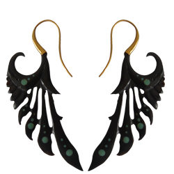 Horn Earring Carved Buffalo Dangle Rays Turquoise Inlay ERHBS24