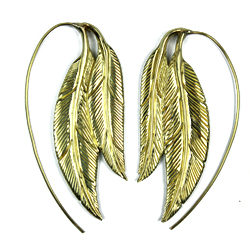 Dangle Drop Feather Earring Brass Handmade Unique Jewelry ERBS06