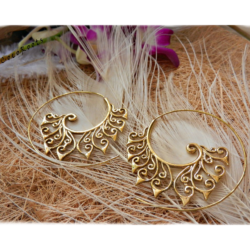 Spiral Tribal Brass Hook Earrings Unique Handmade Exotic Design ERBS34