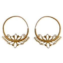 Brass Earring Lotus Flower Design Handmade Unique Hoop Fashion ERBS22