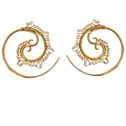 Tribal Spiral Brass Hoop Earring Unique Handmade Design ERBS28