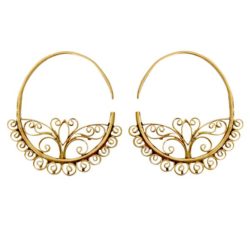 Brass Earring Gold Spirals Design Handmade Unique Hoop Fashion ERBS19