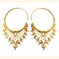 Tribal Brass Earring Ornament Handmade Unique Gold Design ERBS18