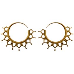 Tribal Brass Earring Honey Comb Design Handmade Unique Fashion ERBS23
