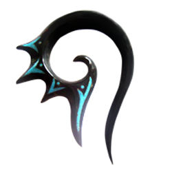 Buffalo Horn Flame Turquiose Ear Gauge Inlay Handmade Expander PEX025