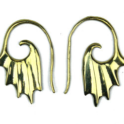Tribal Brass Earring Flame Handmade Organic Exotic Fashion ERBS09