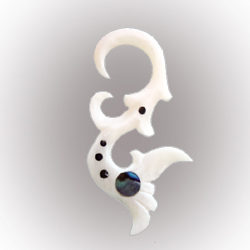 Buffalo Bone Tunnel Mermaid Abalone Shell Ear Gauge Natural Expander PEX014