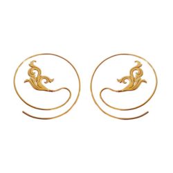 Exotic Tribal Brass Hoop Earring Gold Handmade Ethnic Design ERBS48