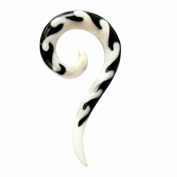 Bone Carved Inlay Gauge Ear Stretcher Q Mark Expander Wave