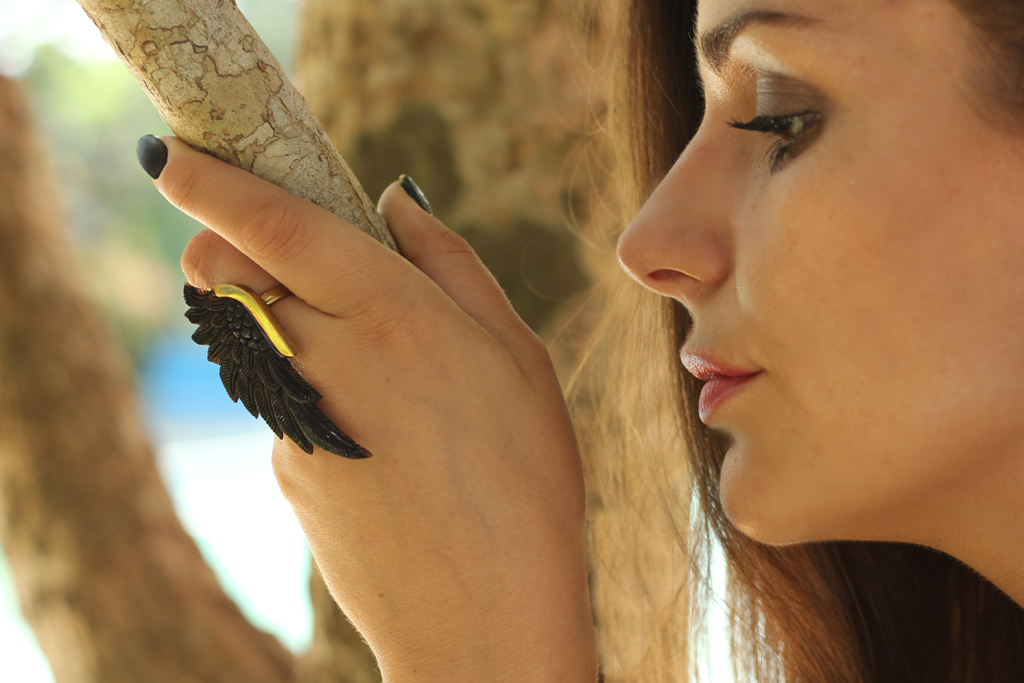 Angel Wing Ring Carved Black Horn Handmade Unique Tribal - Image 6