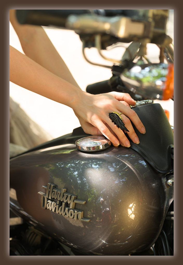 Boho Ring Horn Angel Wing Hand carved Brass Unique Design RHW01