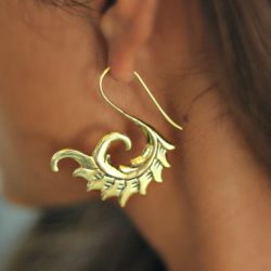 Tribal Brass Earring Aztec Sun Design Handmade Unique Ethnic Fashion ERBS08