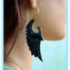 Organic Tribal Angel Wing Turquoise Inlay Horn & Brass Earring ERHBS02