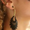 Horn Earrings Brass Spiral Tribal Hoops Sun Rays ERHBS09