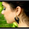 Carved Feather Dot Inlay Horn & Brass Earring ERHBS16