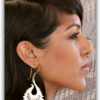 Tribal Earring Carved Bone Brass Hook Sun Ray ERBBS12