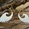 Angel Wings Bone Earring Carved Brass Hook ERBBS11