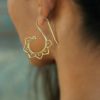 Brass Earring Lotus Dangle Drop Design Handmade Unique Fashion ERBS02
