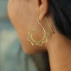 Brass Earring Lotus Dangle Drop Design Handmade Unique Fashion ERBS02