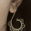 Brass Earring Lotus Dangle Drop Design Handmade Unique Fashion ERBS02