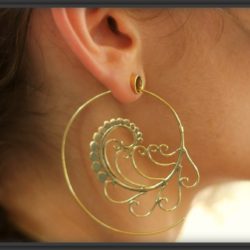 Earring Brass Spiral Tribal Gold Handmade Unique Fashion ERBS41