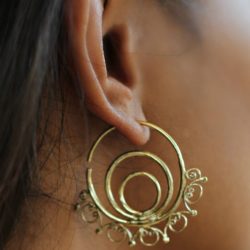 Round Tribal Brass Hoop Earring Handmade Organic Unique Design ERBS27
