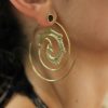 Tribal Spiral Brass Hoop Earring Unique Handmade Design ERBS28