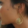 Dangle Tribal Brass Earring Shell Hook Handmade Design ERBS31