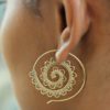 Unique Tribal Earring Brass Handmade Organic Exotic Spiral Design ERHZ10