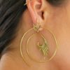 Tribal Brass Earring Angel Wing Design Handmade Unique Spiral ERBS45