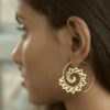 Tribal Brass Earrings Spiral Design Unique Handmade Ornament ERHZ02