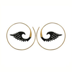 Angel Wings Earring Tribal Horn Dot Inlay Brass spiral Hoops ERHBS14