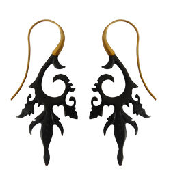 Dangle Horn Earring Brass Hook Trishul Turquoise Inlay ERHBS17