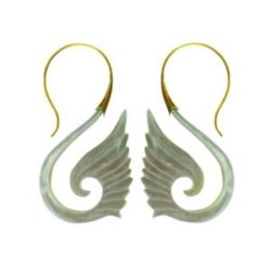 Tribal Dangle Shell Earring Brass Hook Angel Wings ERSBS01