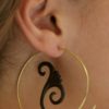 Organic Tribal Horn Earring Brass Spiral Hoops Inca Moon ERHBS08