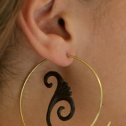 Organic Tribal Horn Earring Brass Spiral Hoops Inca Moon ERHBS08