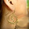 Exotic Tribal Brass Hook Earring Handmade Organic Design ERBS29