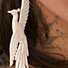 Phoenix Bone Earring Carved Tribal Dangle Brass Hook ERBBS10
