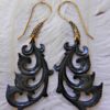 Carved Tribal Horn Earring Dangle Brass Hook Yasmin ERHBS32