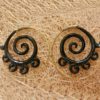 Spiral Earring Carved Horn Tribal Brass Hoops Internal Spiral ERHBS34