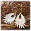 Tribal Earring Mother Of Pearl Carved Brass Hook Sun Rays ERSBS05