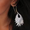Tribal Earring Mother Of Pearl Carved Brass Hook Sun Rays ERSBS05