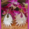 Tribal Earring Mother Of Pearl Carved Brass Hook Sun Rays ERSBS05